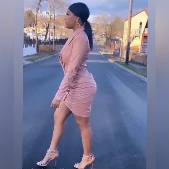 long sleeve women set blush vegan‎ leather wrap mini skirt button women s… - Picture 4 of 5